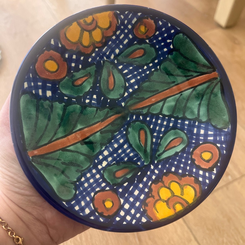 JMB Mexican Talavera Pottery Small Plate Hand Painted Floral Ceramic 6.25 Inch